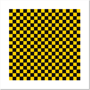 Wonky Checkerboard, Black and Yellow Posters and Art